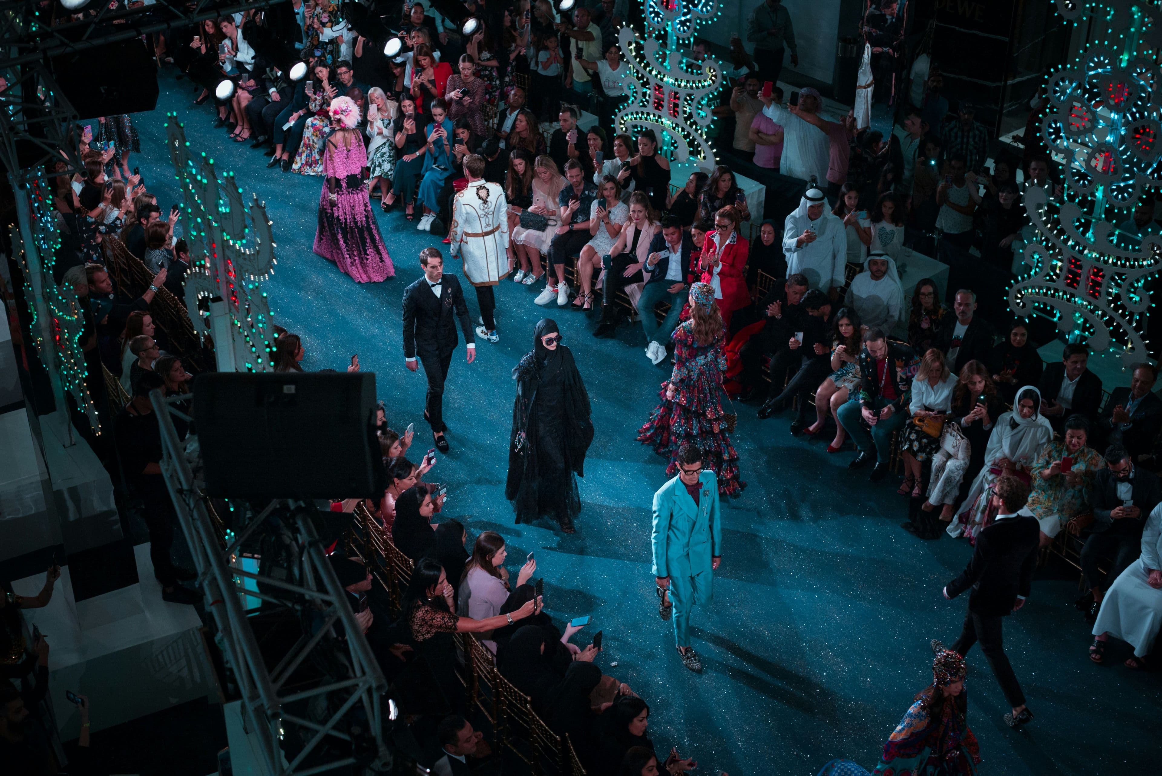 Top view of a runway at a fashion event